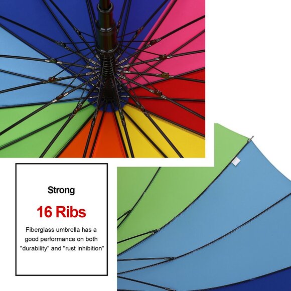 Variety To Go® 16 K Large Rainbow Umbrella(Hook Handle) - Picture 4 of 7